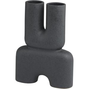 image:imageDeco 79 Ceramic Abstract Dual Opening UShaped Vase with Glossy Speckled Texture 11 x 4 x 15 WhiteBlack