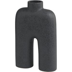 image:imageDeco 79 Ceramic Abstract Rounded Arched Vase with Glossy Speckled Texture 9 x 3 x 13 BlackBlack