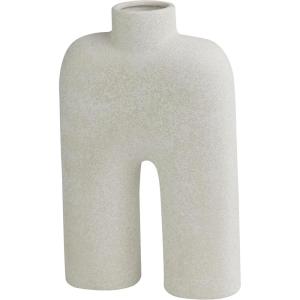 image:imageDeco 79 Ceramic Abstract Rounded Arched Vase with Glossy Speckled Texture 9 x 3 x 13 BlackWhite