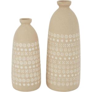 image:imageDeco 79 Ceramic Handmade Decorative Vase Centerpiece Vases with Star Patterns Set of 2 Flower Vases for Home Decoration 15 12H PinkBeige