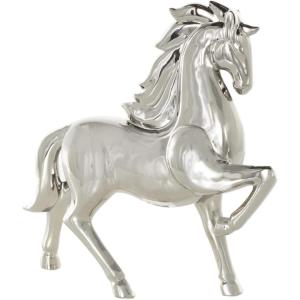 image:imageDeco 79 Ceramic Horse Decorative Sculpture Prancing Home Decor Statue Accent Figurine 12 x 4 x 12 SilverSilver