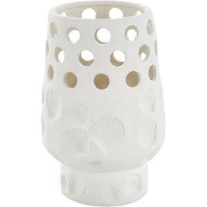 image:imageDeco 79 Ceramic Shell Decorative Vase Centerpiece Vase with Circular Cutouts Flower Vase for Home Decoration 7 x 7 x 10 White7 x 7 x 10
