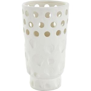 image:imageDeco 79 Ceramic Shell Decorative Vase Centerpiece Vase with Circular Cutouts Flower Vase for Home Decoration 7 x 7 x 10 White7 x 7 x 13