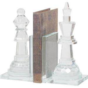 image:imageDeco 79 Crystal Chess Decorative Bookends Oversized Non Skid Bookends with Cut Crystal Designs Set of 2 Office Bookends4 W 10 H Clear
