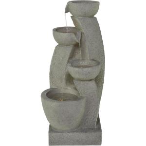 image:imageDeco 79 Fiberglass 4 Tier Fountain with LED Light 20 x 18 x 44 Gray