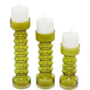 image:imageDeco 79 Glass Decorative Candle Holder Bubble Pillar Candle Stand Set of 3 Candlestick Holder 13 11 11 H GreenGreen