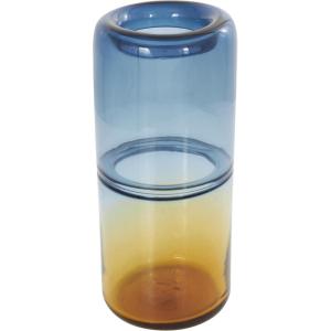 image:imageDeco 79 Glass Decorative Vase Ombre Centerpiece Vase with Brown Textured Stripe Details Flower Vase for Home Decoration 8 x 5 x 15 Multi ColoredBlue