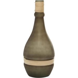 image:imageDeco 79 Glass Handmade Vase with Rattan Detail 8 x 8 x 20 BlackBlack