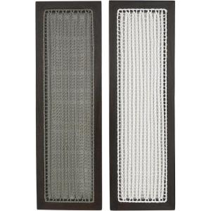 image:imageDeco 79 Mango Wood Geometric Handmade Home Wall Decor Woven Wall Sculpture with White and Sage Macrame Set of 2 Wall Art 12 W 38 H Dark Brown