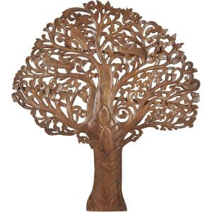 image:imageDeco 79 Mango Wood Tree Home Wall Decor Large Carved Wall Sculpture with Scrollwork Wall Art 71 x 3 x 79 BrownBrown