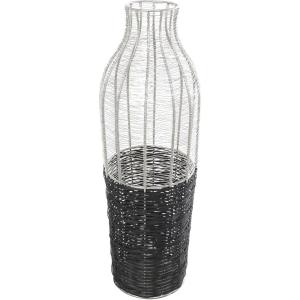 image:imageDeco 79 Metal Decorative Vase Tall Centerpiece Vase with Woven Black Rattan Base Vase for Home Decoration 8 x 8 x 24 Silver