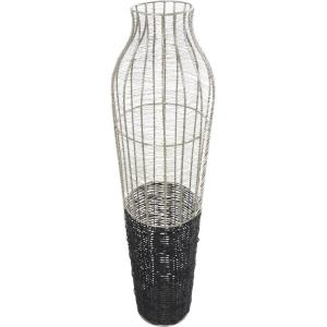 image:imageDeco 79 Metal Decorative Vase Tall Centerpiece Vase with Woven Black Rattan Base Vase for Home Decoration 9 x 9 x 36 SilverLARGE SIZE