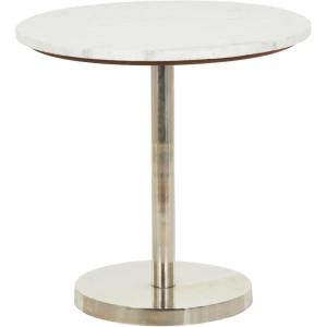 image:imageDeco 79 Metal Geometric Side End Accent Table Pedestal End Table with White Marble Tabletop Side Table 20 x 20 x 19 Silver