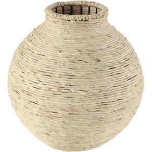 image:imageDeco 79 Metal Handmade Decorative Vase Wrapped Pot Centerpiece Vase Flower Vase for Home Decoration 11 x 11 x 13 BlackBeige