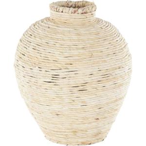 image:imageDeco 79 Metal Handmade Decorative Vase Wrapped Pot Centerpiece Vase Flower Vase for Home Decoration 11 x 11 x 13 BlackCream