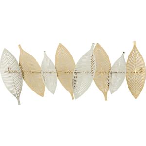 image:imageDeco 79 Metal Leaf Home Wall Decor Metallic Wall Sculpture with Silver Accents Wall Art 2 x 32 x 13 Gold