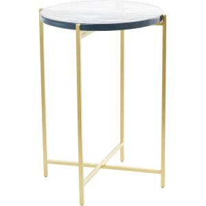 image:imageDeco 79 Metal Side End Accent Table XShaped End Table with Textured Glass Tabletop Side Table 16 x 16 x 24 Gold