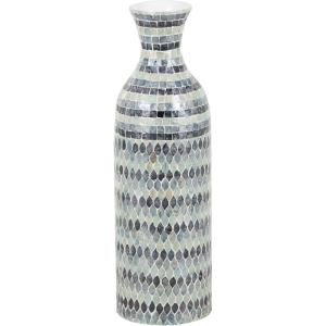 image:imageDeco 79 Mother of Pearl Shell Handmade Decorative Vase Mosaic Centerpiece Vase with White Interior Flower Vase for Home Decoration 8 x 8 x 26 Blue