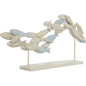 image:imageDeco 79 Polystone Fish Decorative Sculpture Textured Ombre Swimming Home Decor Statue with Stand Accent Figurine 24 x 3 x 11 Light Blue