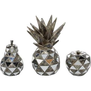 image:imageDeco 79 Polystone Fruit Decorative Sculpture Decorative Home Decor Statues with Mirror Accents Set of 3 Accent Figurines 10 6 4H Silver