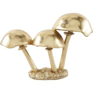 image:imageDeco 79 Polystone Mushroom Decorative Sculpture Metallic Home Decor Statue with Textured Base Accent Figurine 10 x 4 x 7 GoldGold