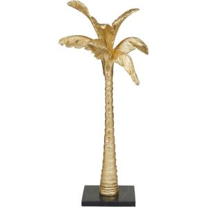 image:imageDeco 79 Polystone Palm Tree Decorative Sculpture Home Decor Statue with Black Marble Base Accent Figurine 12 x 9 x 27 GoldGold