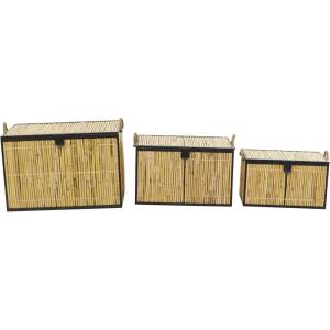 image:imageDeco 79 Rattan Handmade Decorative Trunk Nesting Decorative Large Boxes Set of 3 Storage Trunks 25 21 18W Light Brown3 PIECES CONVENIENTLY SIZED