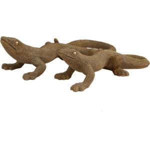 image:imageDeco 79 Resin Lizard Decorative Sculpture Beaded Home Decor Statues Set of 2 Accent Figurines 16W 13W GoldGold