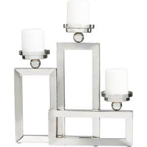 image:imageDeco 79 Stainless Steel Geometric Open Frame Candelabra with Various Rectangles 16 x 5 x 16 Silver