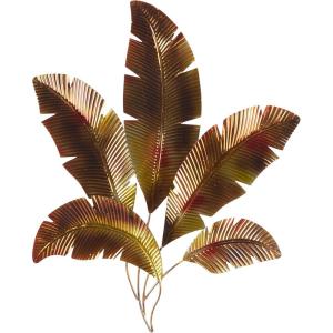 image:imageDeco 79 Stainless Steel Metal Leaf Home Wall Decor Palm Wall Sculpture with Red and Yellow Accents Wall Art 26 x 1 x 33 Multi Colored