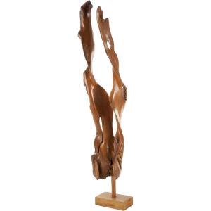 image:imageDeco 79 Teak Wood Abstract Handmade Decorative Sculpture Live Edge Floor Home Decor Statue Accent Figurine 12 x 14 x 60 Brown