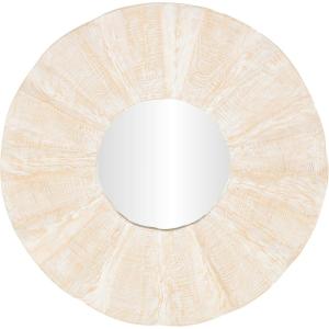 image:imageDeco 79 Teak Wood Abstract Handmade Room Wall Mirror Large Entryway Mirror with Carved Abstract Patterns Wall Mounted Mirror 35 x 3 x 35 Cream