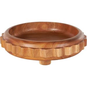 image:imageDeco 79 Teak Wood Gear Handmade Decorative Bowl with Peg Leg 18 x 18 x 5 Brown