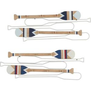 image:imageDeco 79 Wood Paddle 12 Hangers Wall Hook with Stripe Patterns Set of 2 30 29 W Light BrownLight Brown