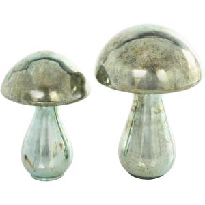image:imageThe Novogratz Glass Mushroom Decorative Sculpture Weathered Home Decor Statues Set of 2 Accent Figurines 12 10H GoldGreen