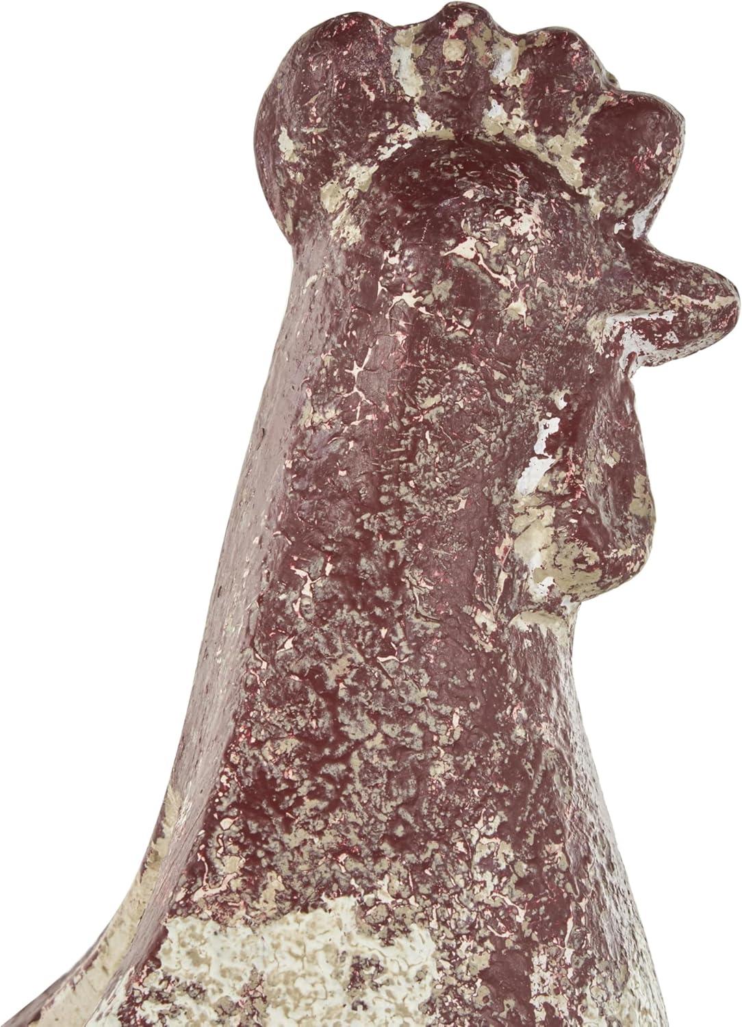 image:imageDeco 79 Magnesium Oxide Rooster Indoor Outdoor Planter Small Planter Pot with Rust Colored Distressed Details Planter 14 x 7 x 14 White