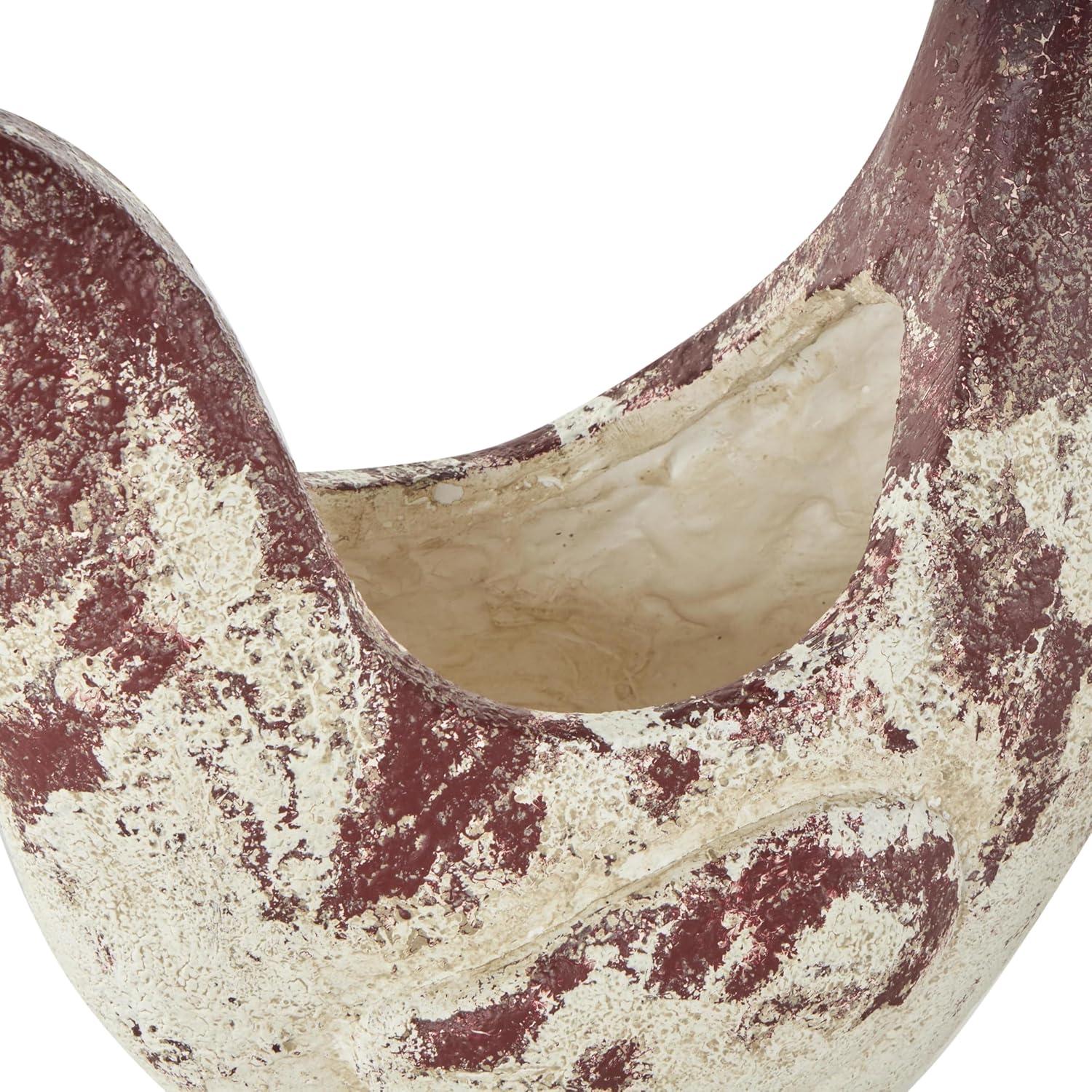 image:imageDeco 79 Magnesium Oxide Rooster Indoor Outdoor Planter Small Planter Pot with Rust Colored Distressed Details Planter 14 x 7 x 14 White