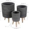 image:imageCosmoLiving by Cosmopolitan Magnesium Oxide Geometric Indoor Outdoor Planter Hexagon Large Planter Pot with Brown Wooden Legs Set of 2 Planters 15 17H WhiteBlack