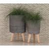 image:imageCosmoLiving by Cosmopolitan Magnesium Oxide Geometric Indoor Outdoor Planter Hexagon Large Planter Pot with Brown Wooden Legs Set of 2 Planters 15 17H WhiteBlack