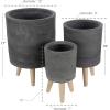 image:imageCosmoLiving by Cosmopolitan Magnesium Oxide Geometric Indoor Outdoor Planter Hexagon Large Planter Pot with Brown Wooden Legs Set of 2 Planters 15 17H WhiteBlack