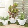 image:imageCosmoLiving by Cosmopolitan Metal Geometric Indoor Outdoor Planter Hexagon Large Planter Pot Set of 3 Planters 20 16 10W WhiteWhite