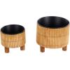 image:imageDeco 79 Bamboo Wood Handmade Indoor Planter Small Planter Pot with Black Metal Interior Set of 2 Planters 9 8 H Brown6  5H