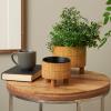 image:imageDeco 79 Bamboo Wood Handmade Indoor Planter Small Planter Pot with Black Metal Interior Set of 2 Planters 9 8 H Brown6  5H