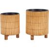 image:imageDeco 79 Bamboo Wood Handmade Indoor Planter Small Planter Pot with Black Metal Interior Set of 2 Planters 9 8 H Brown9  8H