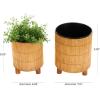 image:imageDeco 79 Bamboo Wood Handmade Indoor Planter Small Planter Pot with Black Metal Interior Set of 2 Planters 9 8 H Brown9  8H