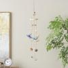 image:imageDeco 79 Bamboo Wood Ship Wheel Handmade Windchime with Log Chimes 8 x 4 x 36 Blue10 x 7 x 39