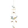 image:imageDeco 79 Bamboo Wood Ship Wheel Handmade Windchime with Log Chimes 8 x 4 x 36 Blue10 x 7 x 39