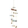 image:imageDeco 79 Bamboo Wood Ship Wheel Handmade Windchime with Log Chimes 8 x 4 x 36 Blue12 x 3 x 40