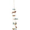 image:imageDeco 79 Bamboo Wood Ship Wheel Handmade Windchime with Log Chimes 8 x 4 x 36 Blue12 x 3 x 40