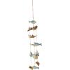 image:imageDeco 79 Bamboo Wood Ship Wheel Handmade Windchime with Log Chimes 8 x 4 x 36 Blue12 x 3 x 40